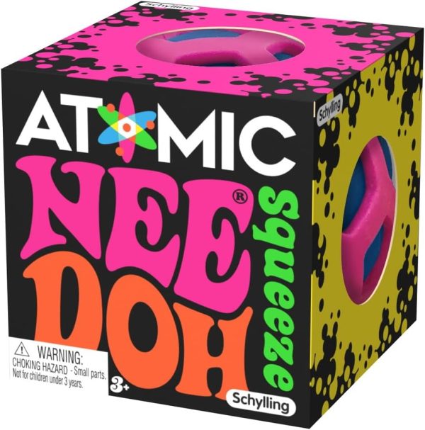 Schylling NeeDoh Atomic - Sensory Squeeze Toy - Satisfying Dough Filling - 2.25 Wide - Color May Vary (Pack of 1)